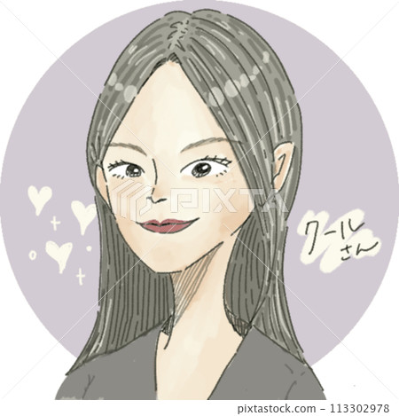 [Character illustration] Face type_Cool (circle background, with text) 113302978