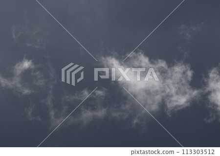 Cloudscape scenery, overcast weather above dark blue sky. Storm clouds floating in a rainy dull day with natural light. White and grey scenic environment background. Nature view. Cloudscape scenery, overcast weather above dark blue sky. Storm clouds floating in a rainy dull day with natural light. White and grey scenic environment background. Nature view. 113303512