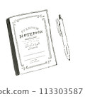 [Mono Illustration] Notebook and ballpoint pen set (monochrome) 113303587