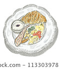 [Food illustration] Morning plate (croissant_omelette) 113303978