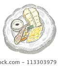 [Food illustration] Morning plate (toast, scrambled eggs) 113303979