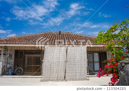 沖繩縣竹富島琉球紅瓦房和風獅狗 113304283