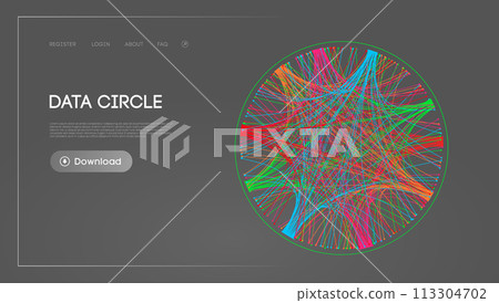 Big Data Circle blockchain technology background. Neural network digital background 113304702