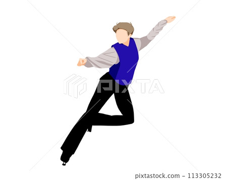 Figure skater balancing on one leg 113305232
