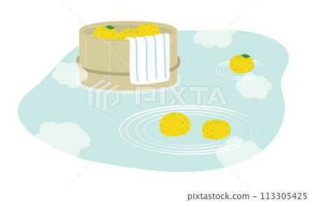 藥浴之一柚子湯的圖像插圖 藥浴之一柚子湯的圖像插圖 113305425