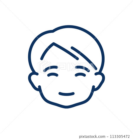 Little Boy Portrait Icon. Thin Line Illustration of a Young Male Child's Avatar Face, Symbolizing Childhood, Growth, and Playfulness. Isolated Outline Vector Sign.	 113305472