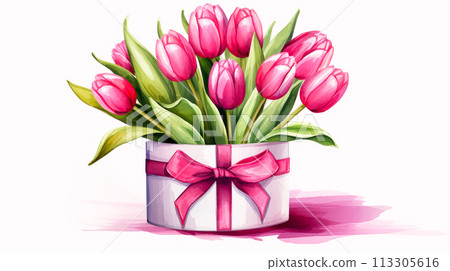 gift, box, watercolor 113305616