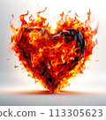Fire heart isolated on white background. Flame symbol of love, passion. Gift for Valentine's Day 113305623