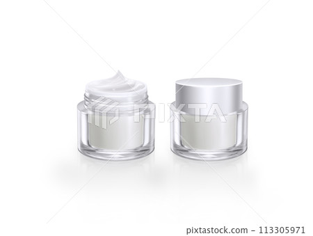 Cream jar Skin care cosmetic jar isolated on a white background Cream jar Skin care cosmetic jar isolated on a white background 113305971
