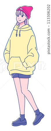 Anime style fashionable girl Anime style fashionable girl 113306202