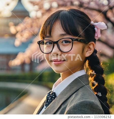 邁向美好未來的學生（櫻花背景） 113306232