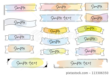 時尚的線條畫標題絲帶水彩風格漸變 113306350