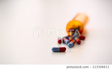 Tablets scattered on the table of the Tablets scattered on the table of the 113306611