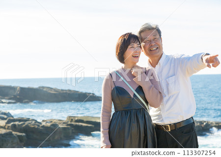 藍天美麗的大海背景 女孩之旅 拍攝於南紀白濱 113307254