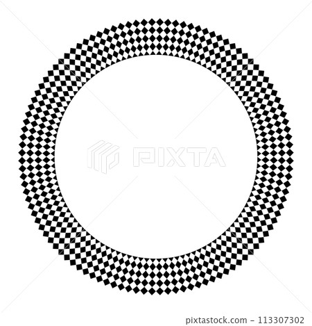 Abstract Radial Geometric Pattern for Decorative Round Frame. Vector Art. 113307302