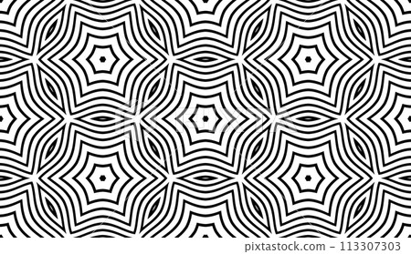 Seamless Geometric Pattern. Abstract Black and White Texture. Vector Art. Seamless Geometric Pattern. Abstract Black and White Texture. Vector Art. 113307303