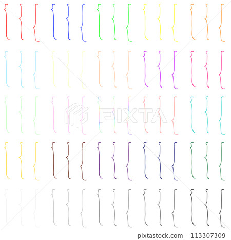 Hand-drawn braces set of 25 colors 113307309