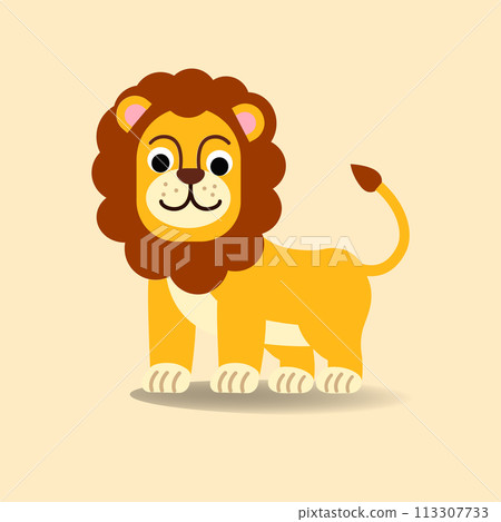 Lion cartoon Flat style.King animal vector illustration.Wildlife animal Lion cartoon Flat style.King animal vector illustration.Wildlife animal 113307733