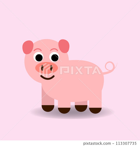 Pink Pig farm animal cartoon. vector illustration.Baby Pigs oink.Alphabet animal concept 113307735