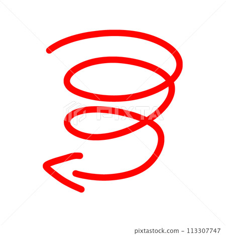 Hand-drawn spiral arrow red Hand-drawn spiral arrow red 113307747