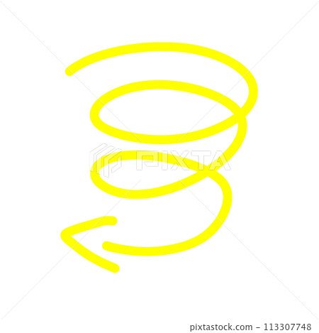 Hand-drawn spiral arrow yellow 113307748