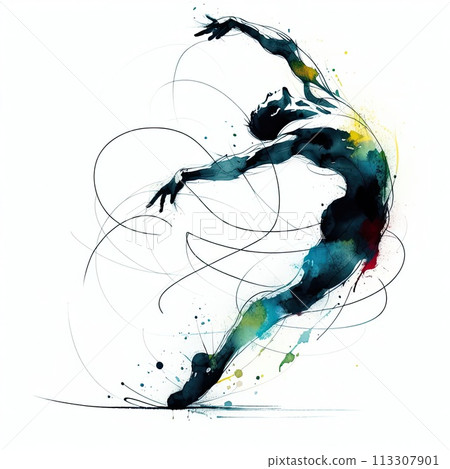 Athletics in watercolor paint illustration with Generative AI. 113307901