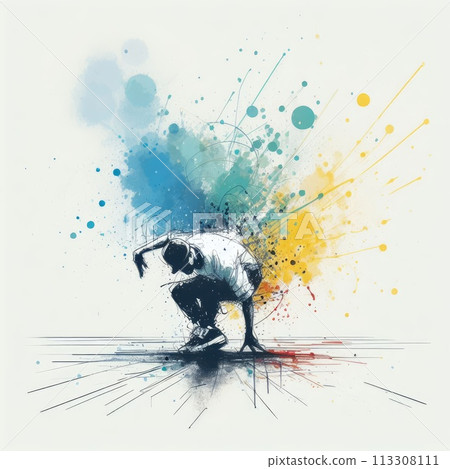 dancer hip hop, breakdance drawing isolated with Generative AI. 113308111