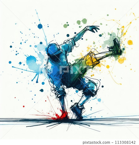 dancer hip hop, breakdance drawing isolated with Generative AI. dancer hip hop, breakdance drawing isolated with Generative AI. 113308142