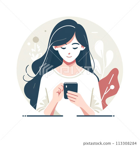 Woman operating a smartphone Illustration 113308284