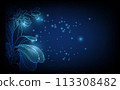 Banner with blue growing flowers. Low poly style design. minimalist flowers for decoration, digital business concept, futuristic digital innovation background vector illustration. 113308482