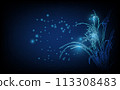 Banner with blue growing flowers. Low poly style design. minimalist flowers for decoration, digital business concept, futuristic digital innovation background vector illustration. 113308483