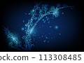 Banner with blue growing flowers. Low poly style design. minimalist flowers for decoration, digital business concept, futuristic digital innovation background vector illustration. 113308485