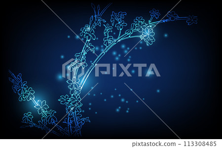 Banner with blue growing flowers. Low poly style design. minimalist flowers for decoration, digital business concept, futuristic digital innovation background vector illustration. 113308485