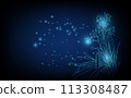 Banner with blue growing flowers. Low poly style design. minimalist flowers for decoration, digital business concept, futuristic digital innovation background vector illustration. 113308487