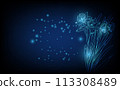Banner with blue growing flowers. Low poly style design. minimalist flowers for decoration, digital business concept, futuristic digital innovation background vector illustration. 113308489