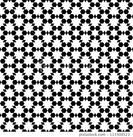 Seamless geometric ornament based on traditional islamic art. Black and white. Seamless geometric ornament based on traditional islamic art. Black and white. 113308521