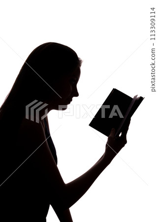Silhouette of a girl with a book 113309114