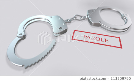 Parole Word and Handcuffs 3D Illustration Parole Word and Handcuffs 3D Illustration 113309790