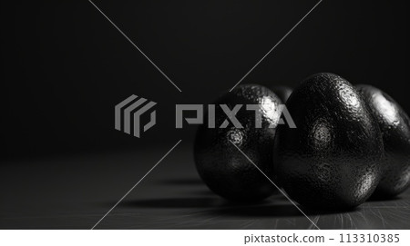 Silver metallic and black Easter Eggs on dark Background. Happy Easter eggs Silver metallic and black Easter Eggs on dark Background. Happy Easter eggs 113310385