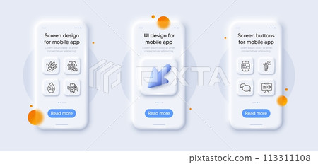Online voting, Card and Agent line icons pack. 3d phone mockups with cursor. Glass smartphone screen. Ph neutral, Messenger, Presentation web icon. Social responsibility, Home moving pictogram. Vector Online voting, Card and Agent line icons pack. 3d phone mockups with cursor. Glass smartphone screen. Ph neutral, Messenger, Presentation web icon. Social responsibility, Home moving pictogram. Vector 113311108