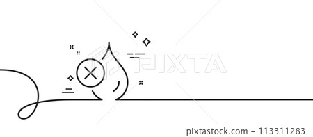 No waterproof line icon. Continuous one line with curl. Water resistant sign. Drop protection symbol. No waterproof single outline ribbon. Loop curve pattern. Vector No waterproof line icon. Continuous one line with curl. Water resistant sign. Drop protection symbol. No waterproof single outline ribbon. Loop curve pattern. Vector 113311283