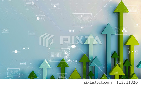 A concept that achieves economic success through the power of digital. An image of digital growth. A concept that achieves economic success through the power of digital. An image of digital growth. 113311320