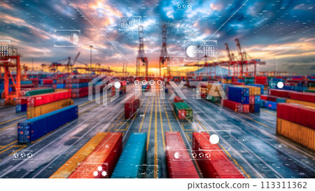 國際運輸和貨運路線在數位地球、數位運輸概念上可視化。 國際運輸和貨運路線在數位地球、數位運輸概念上可視化。 113311362