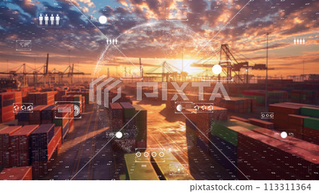 國際運輸和貨運路線在數位地球、數位運輸概念上可視化。 113311364