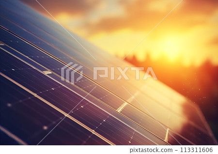 Harnessing Natures Energy. Close-Up View of Solar Panels 113311606