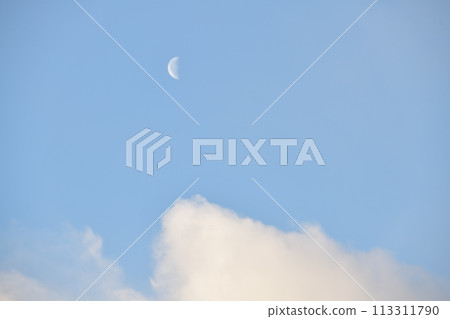 Waning moon, age 23.2, above white clouds Waning moon, age 23.2, above white clouds 113311790