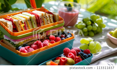 健康午餐盒，新鮮蔬果，色彩繽紛，均衡飲食 113311837