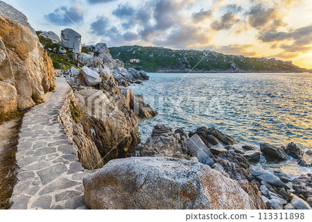 Scenic sunset over the sea, Santa Teresa Gallura, Sardinia, Italy 113311898