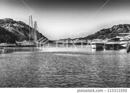 The scenic harbor of Poltu Quatu, Costa Smeralda, Sardinia, Italy 113311930