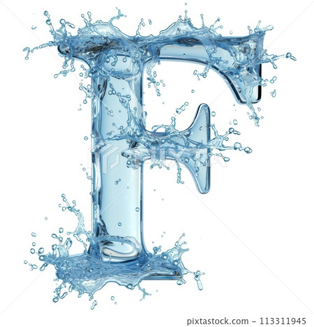 Letter F. Water splashes alphabet isolated on a white background. Letter F. Water splashes alphabet isolated on a white background. 113311945
